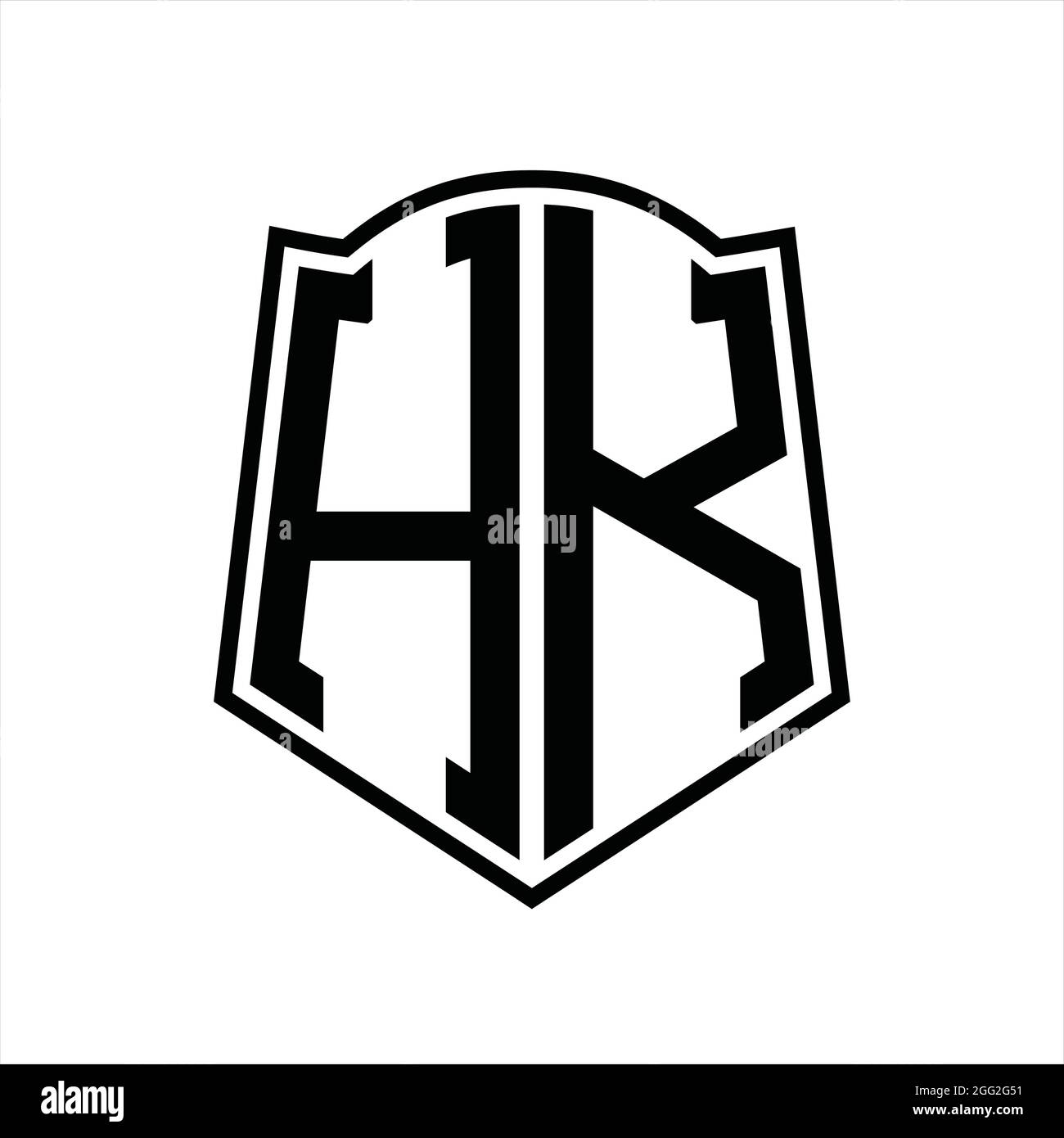 HK Logo monogram with shield shape outline design template isolated in ...