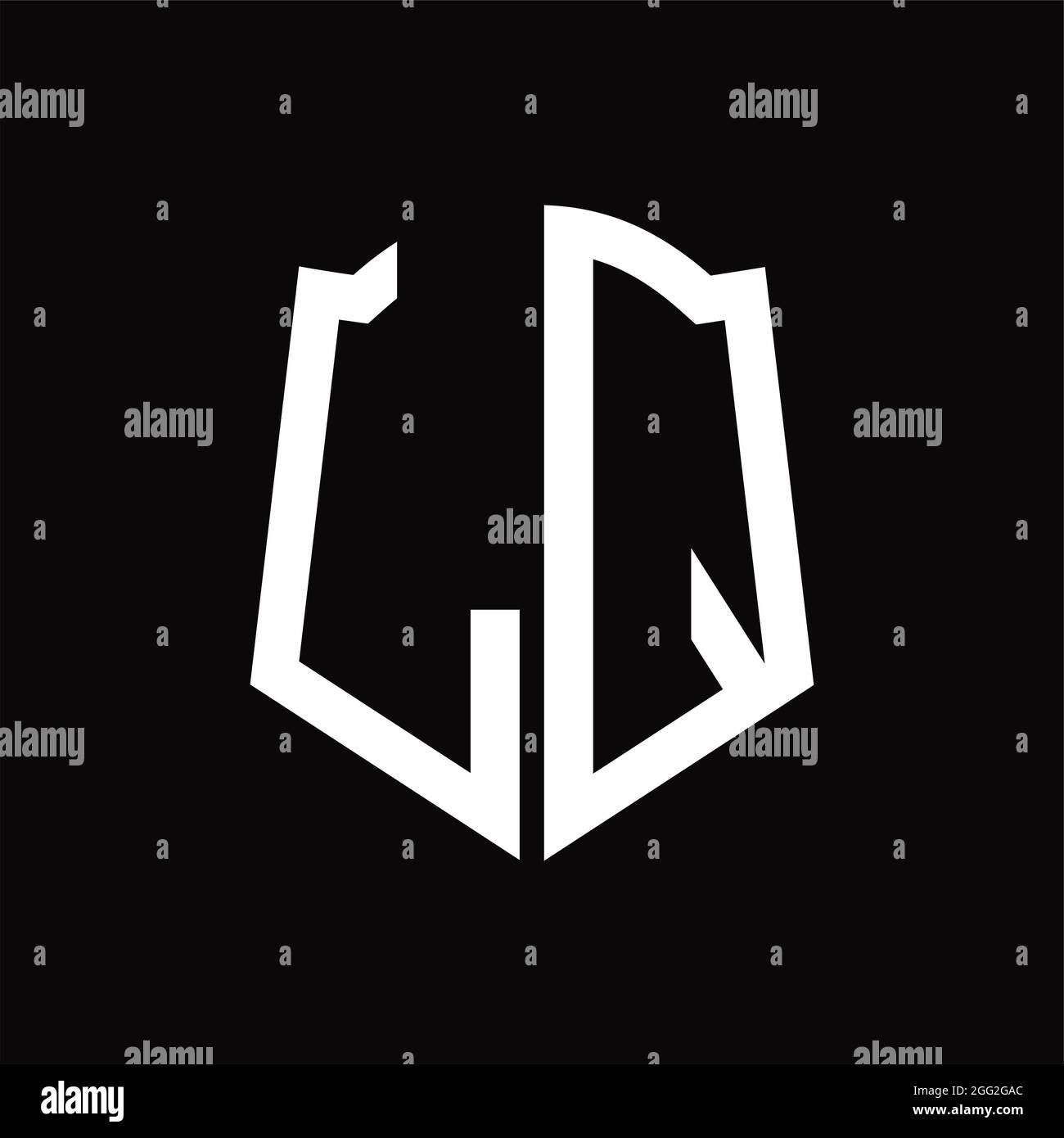 LQ Logo monogram with shieldshape and black outline design template ...