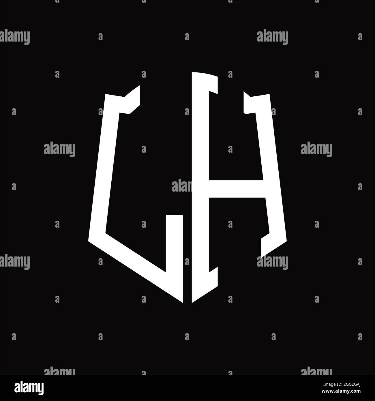 LH Logo monogram with shieldshape and black outline design template ...