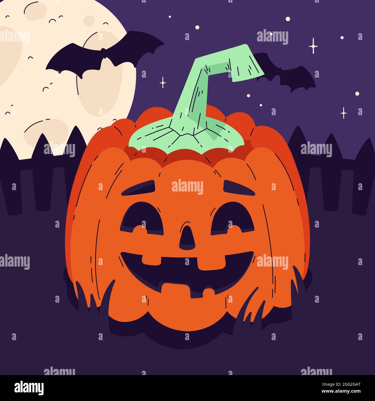 Hand drawn flat halloween pumpkin illustration Vector illustration ...