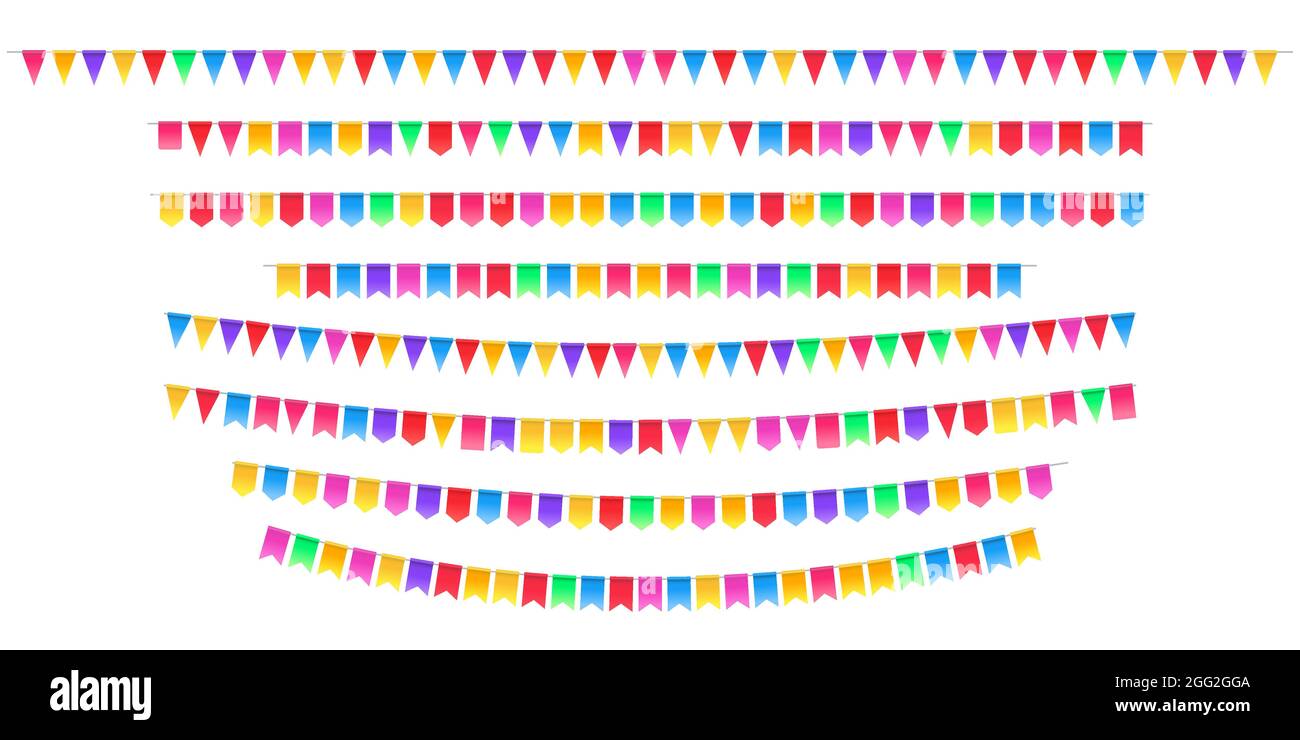 Set of bunting flags and garlands isolated. Carnival garland with ...