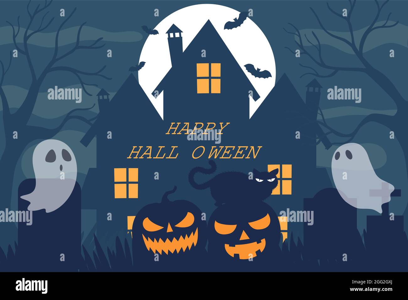 Flat halloween background Vector illustration Stock Vector Image & Art ...