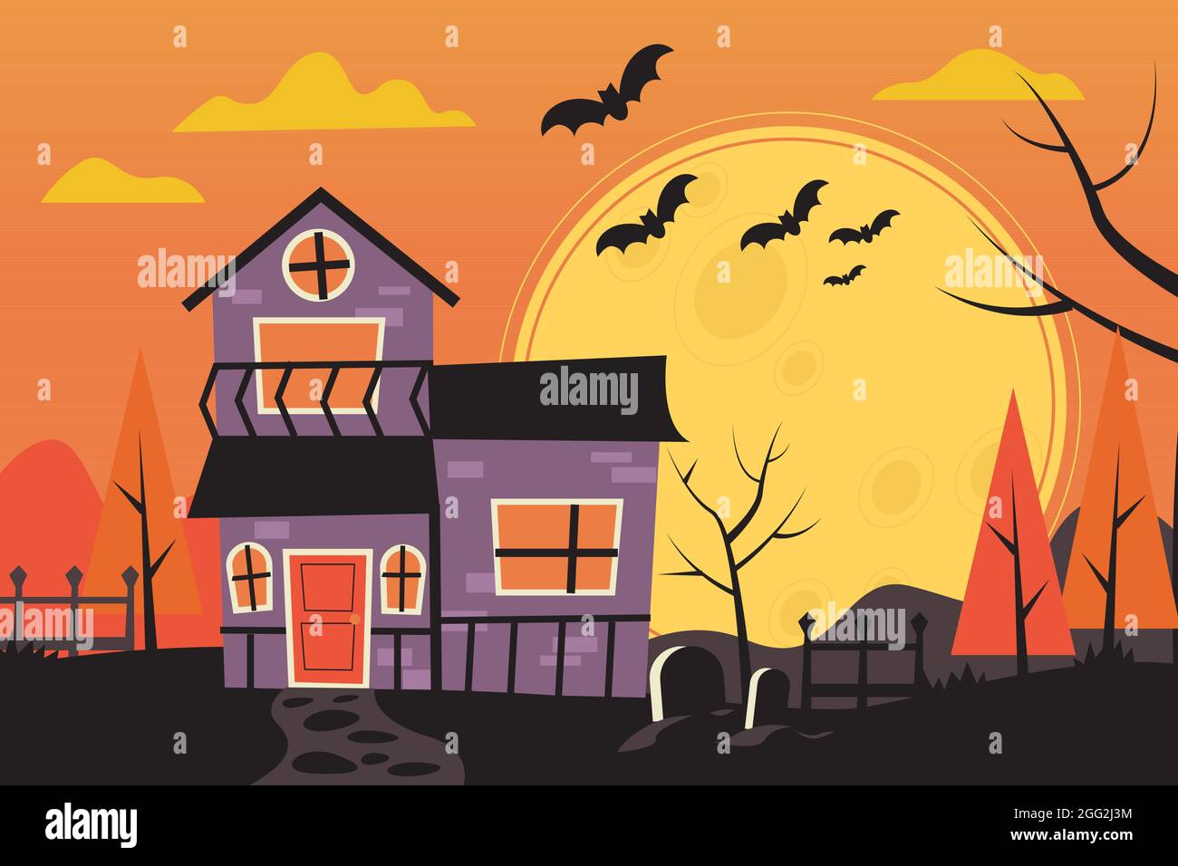 Flat halloween background Vector illustration Stock Vector Image & Art ...