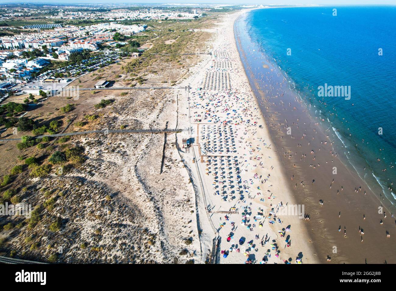 Aerial view of Manta Rota beach, which is part of a long sweep of fine sand