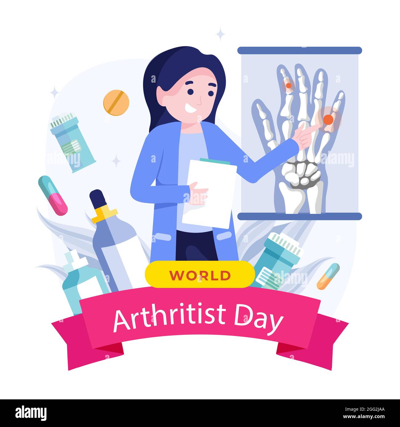 Flat world arthritis day illustration Vector illustration. Stock Vector