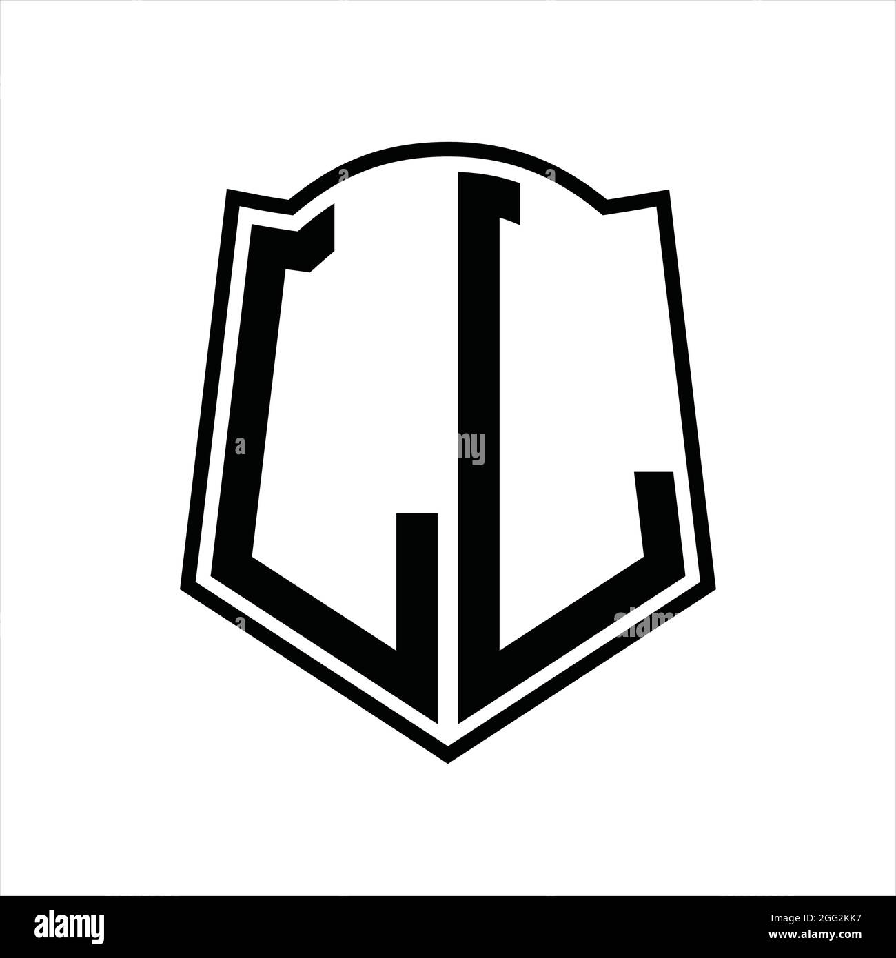 LL Logo monogram with shield shape outline design template isolated in ...