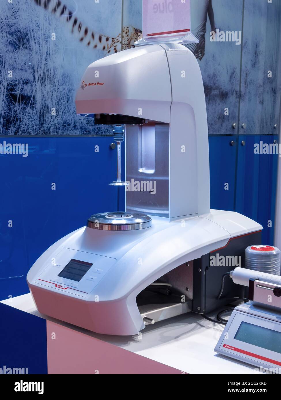 MOSCOW, RUSSIA - OCT 22, 2019. Rotary rheometer on TestingControl Expo Stock Photo