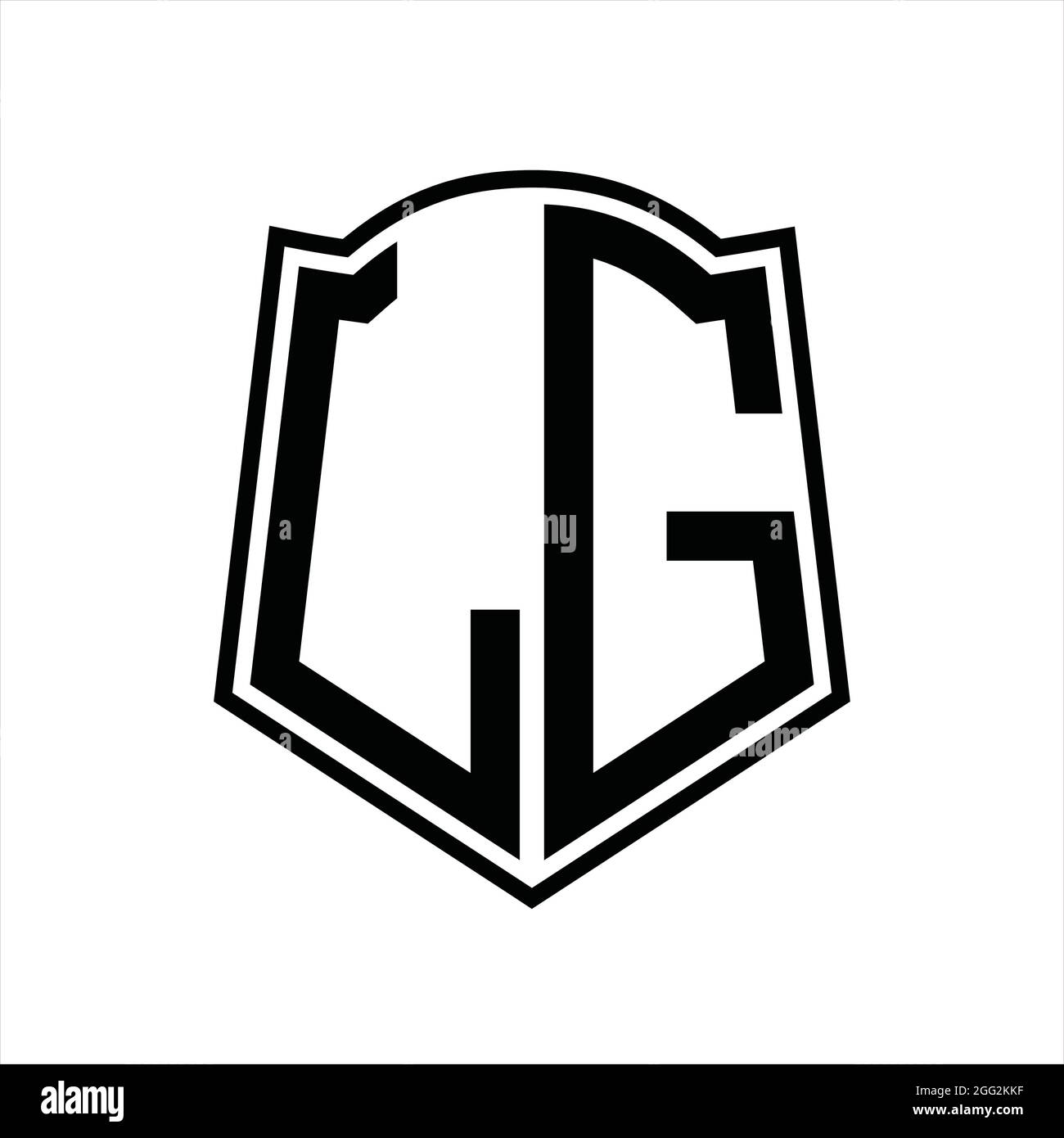 LG Logo monogram with shield shape outline design template isolated in white background" Stock Vector