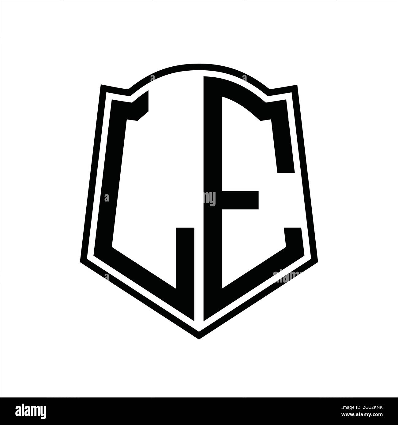LE Logo monogram with shield shape outline design template isolated in ...