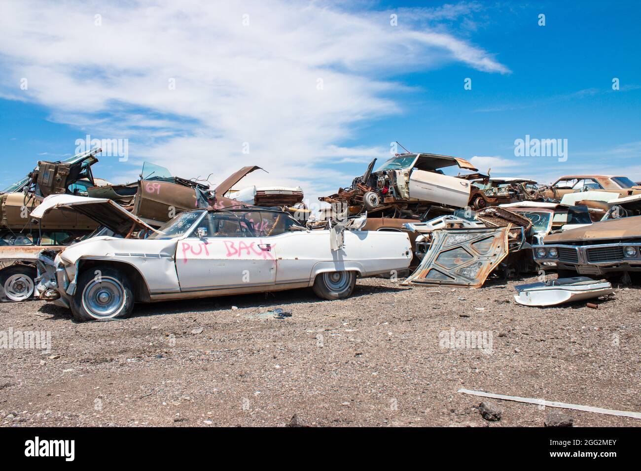 classic 1960s vintage American cars in Arizona junkyard Stock Photo Alamy