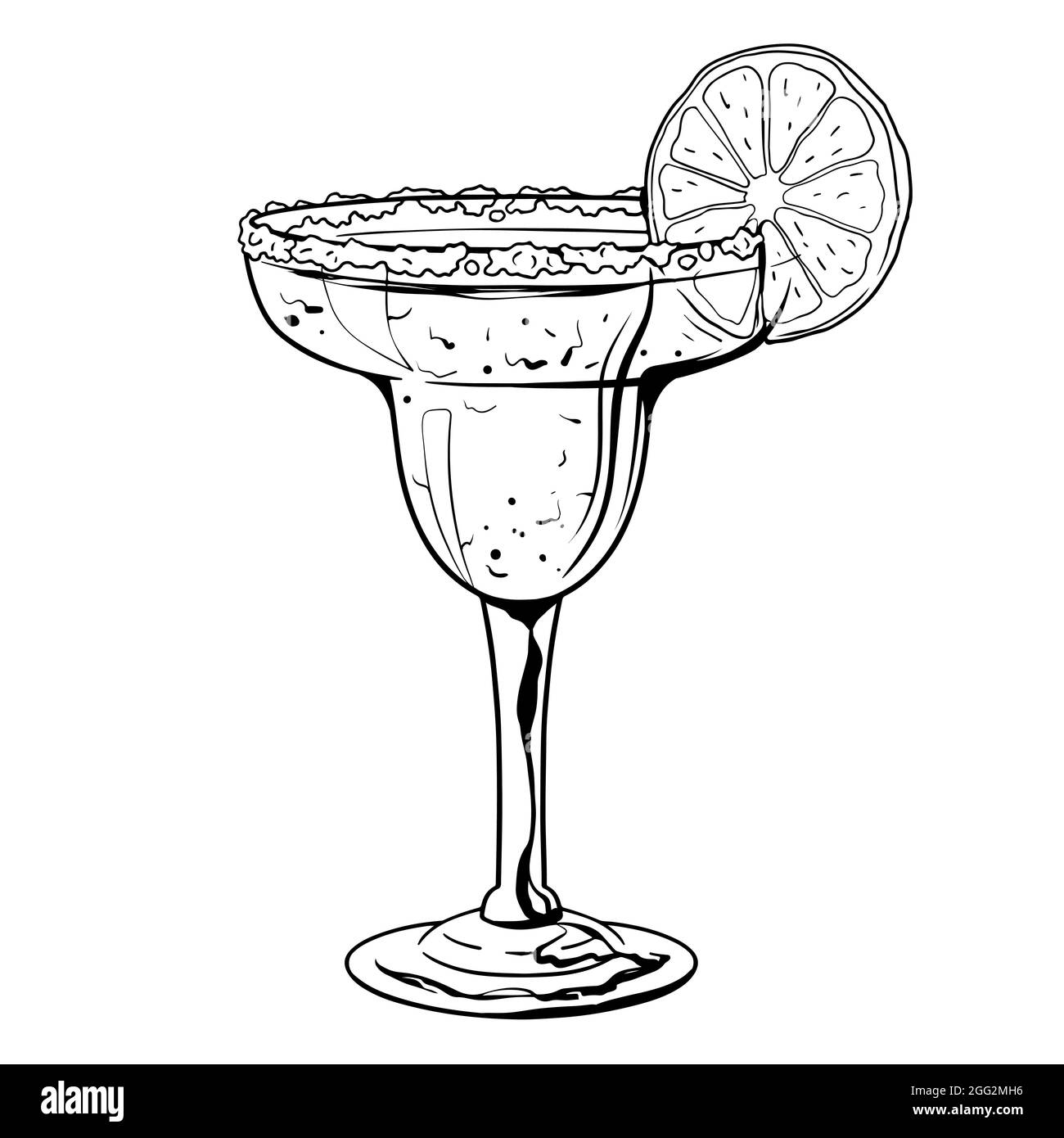 Margarita cocktail, hand drawn cocktail with ice, mint and lime. Vector  illustration Stock Vector Image & Art - Alamy