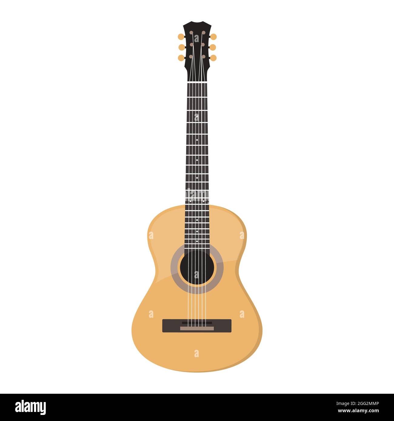 Acoustic guitar, vector isolated on white . Stock Vector