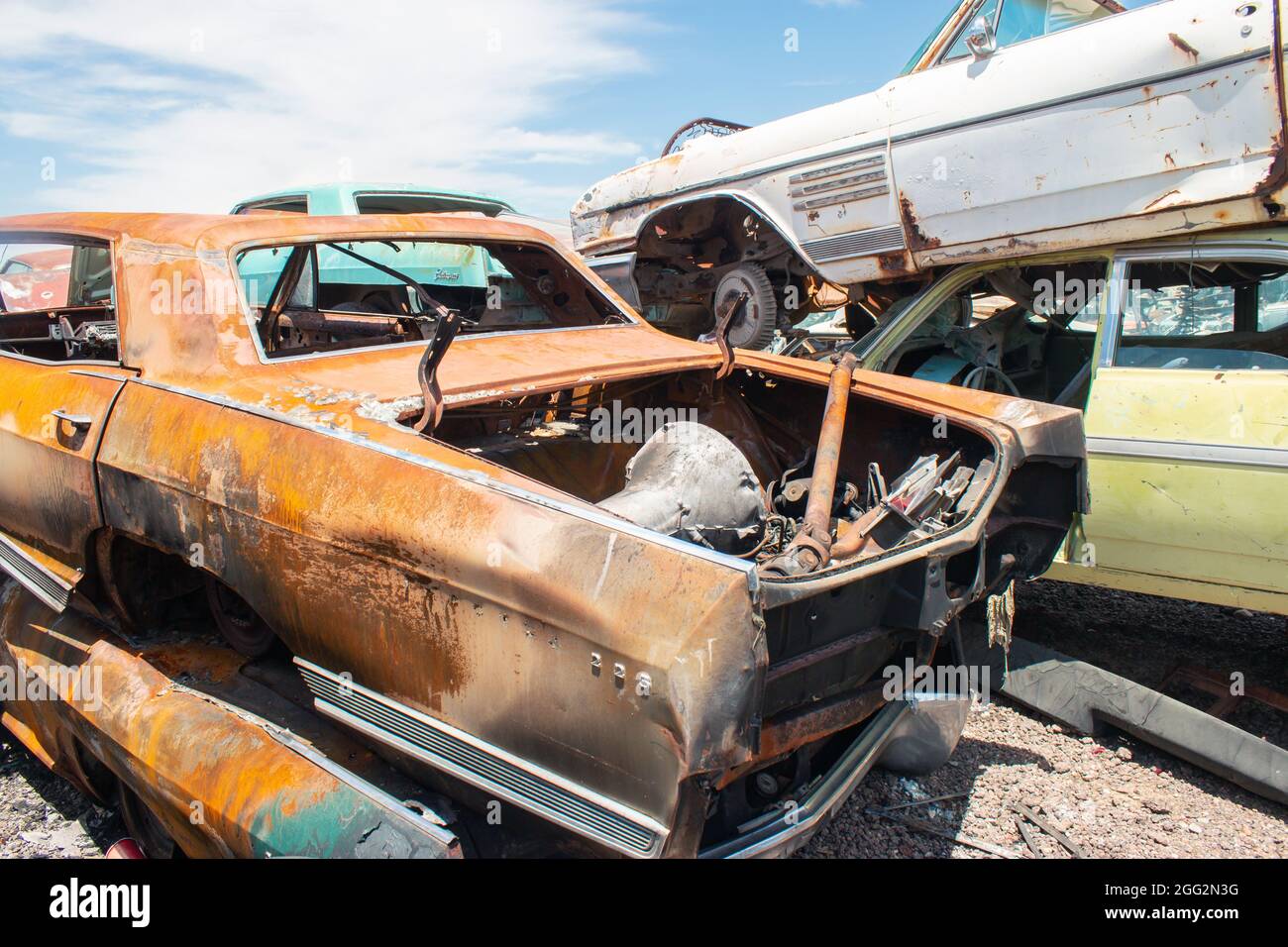 classic 1960s vintage American cars in Arizona junkyard Stock Photo - Alamy