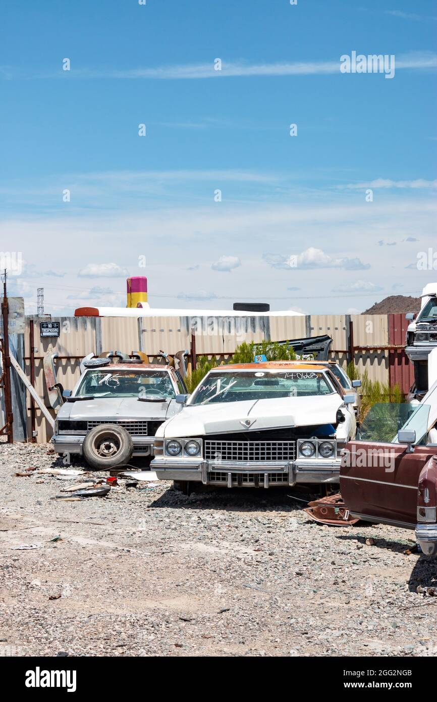 classic 1960s vintage American cars in Arizona junkyard Stock Photo - Alamy