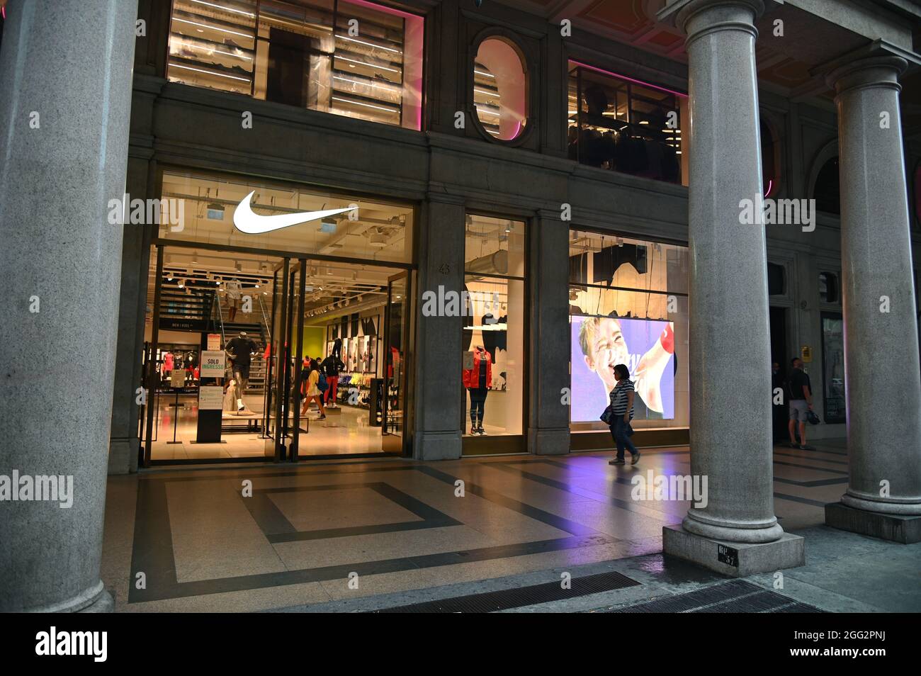 TORINO, ITALY - Aug 06, 2021: An exterior view of the "Nike" sportswear  brand shop in Turin, Italy (August 8, 2021 Stock Photo - Alamy