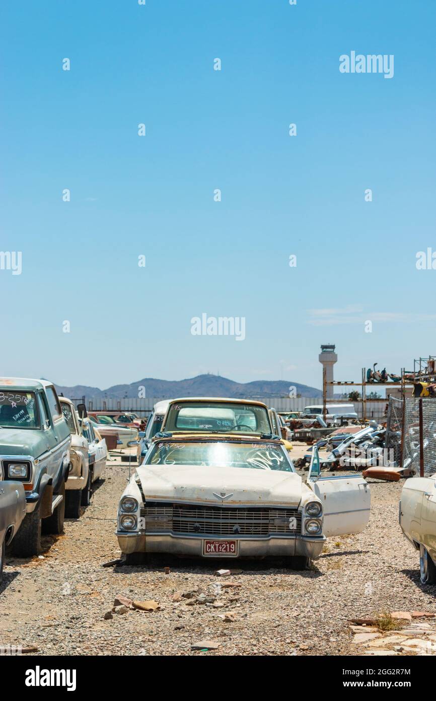 classic 1960s vintage American cars in Arizona junkyard Stock Photo - Alamy