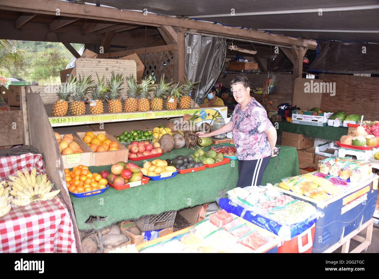 Oahu, HI. U.S.A. 6/4/2021. Kahuku Land Farms, Rick’s Brand and Aunty’s