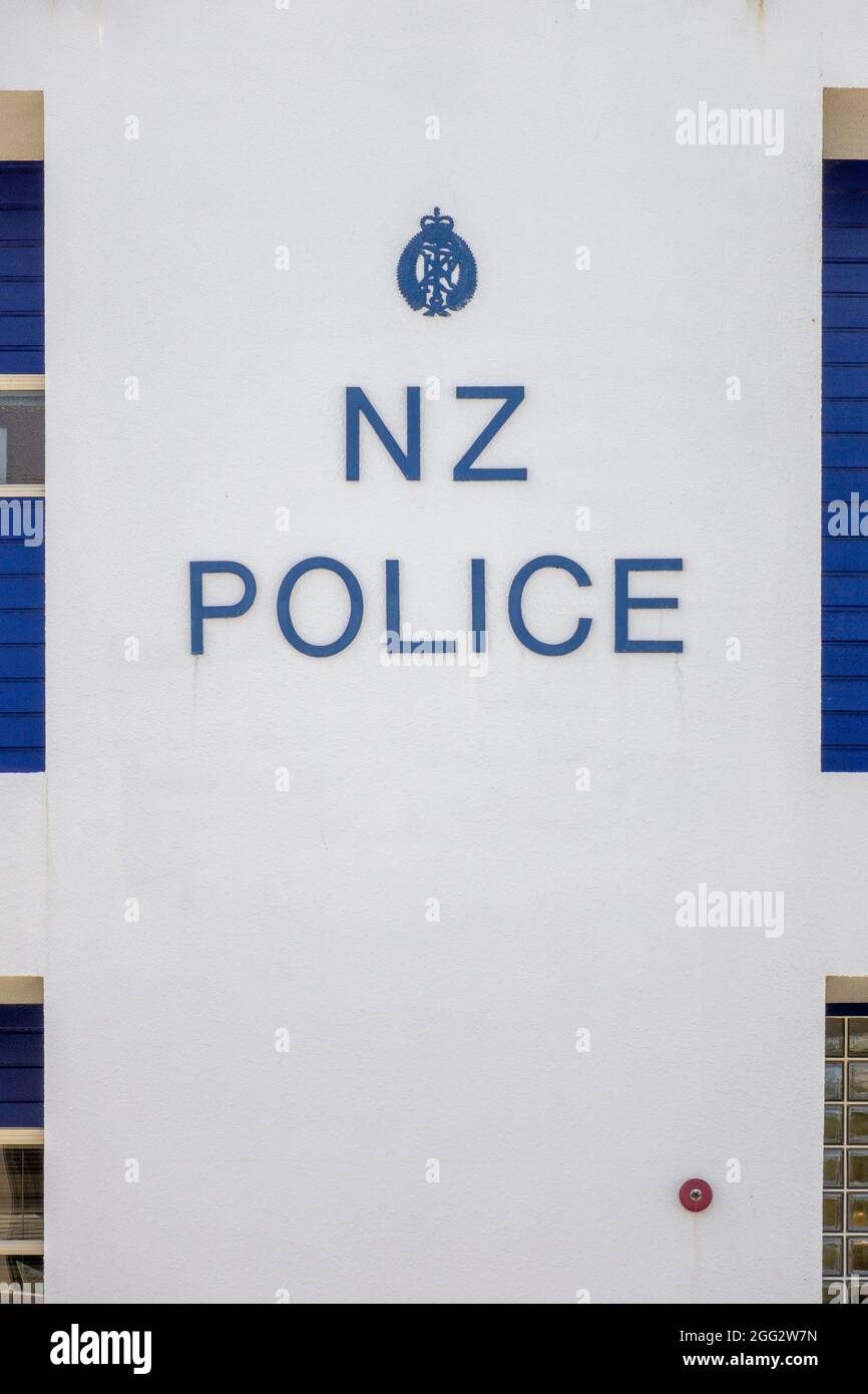 Tauranga Police Station Sign Tauranga New Zealand Stock Photo