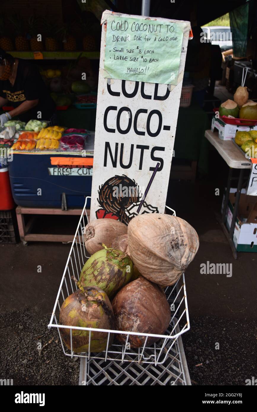 Oahu, HI. U.S.A. 6/4/2021. Kahuku Land Farms, Rick’s Brand and Aunty’s