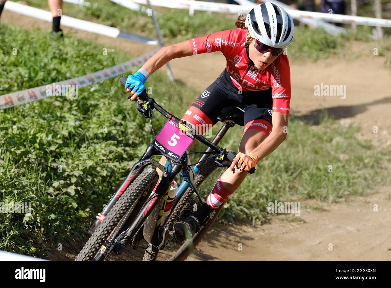 Daolasa, Commezzadura, Italy, August 28, 2021, (5) - Mona Mitterwallner  (Austria) during UCI MTB World Championship - Cross Country - Women U23  race - MTB - Mountain Bike Stock Photo - Alamy