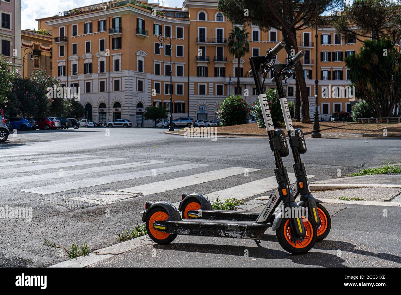 Electric rental scooters, Rome, Italy Stock Photo - Alamy
