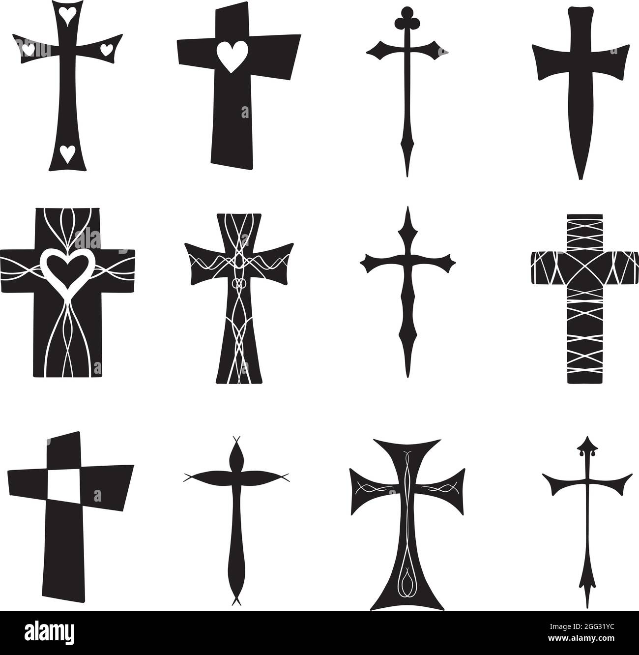 Collection of Religious Crosses Illustration Vectors Stock Vector Image ...