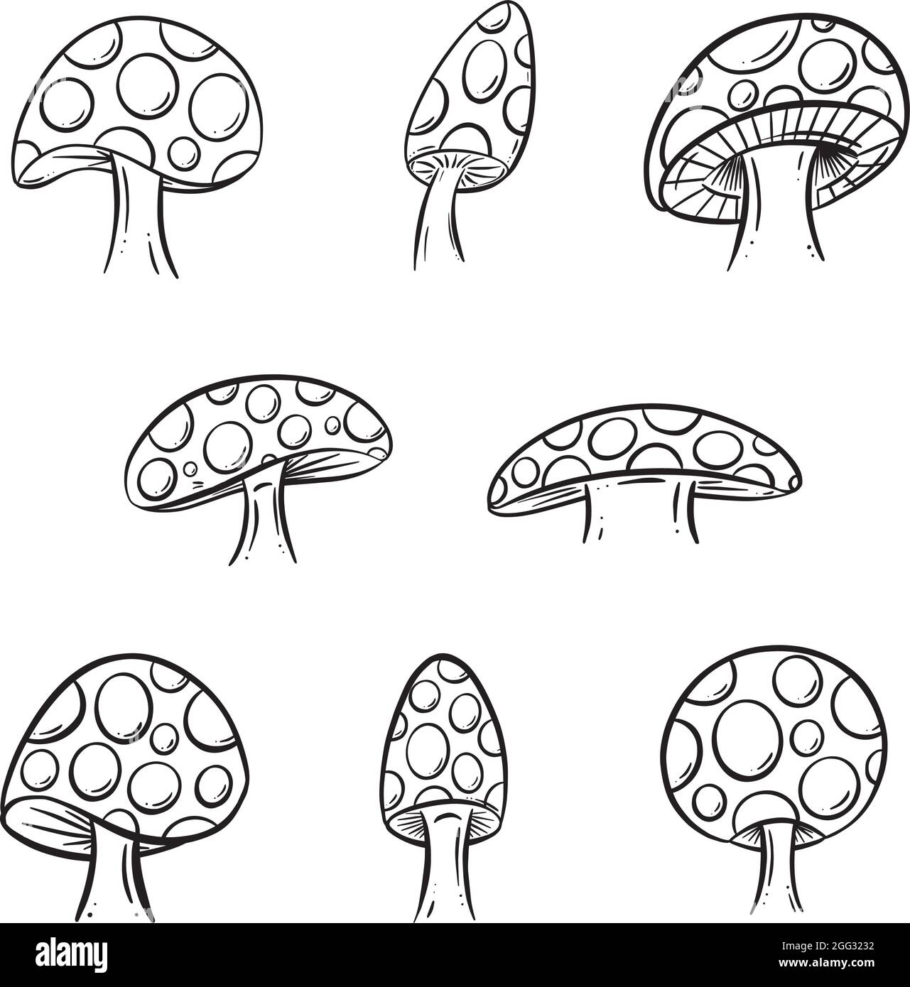 Cartoon Toadstool and Mushroom Illustration Vector Collection Stock ...