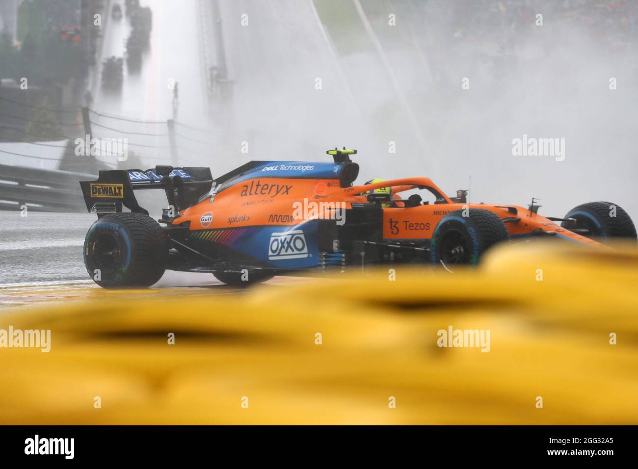 McLaren's British driver Lando Norris makes a crash in his car in the  Raidillon at the qualifications for tomorrow Spa-Francorchamps Formula One  Grand Stock Photo - Alamy