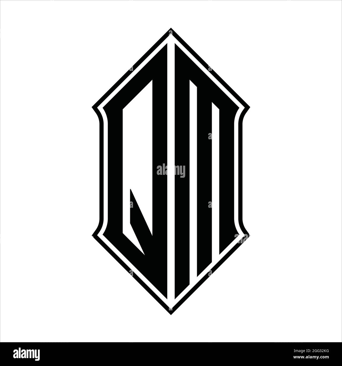 QM Logo monogram with shieldshape and black outline design template ...