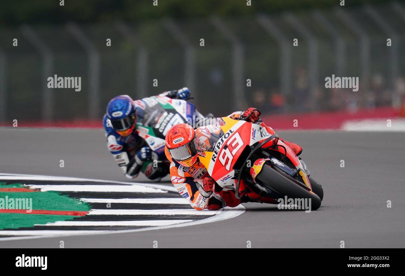 Repsol Honda's Marc Marquez during the Monster Energy British Grand Prix  MotoGP qualifying day at Silverstone, Towcester. Picture date: Saturday  August 28, 2021 Stock Photo - Alamy