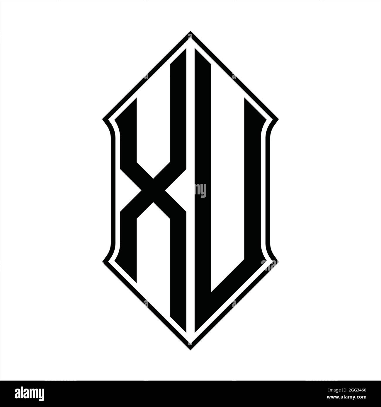 XU Logo monogram with shieldshape and black outline design template ...