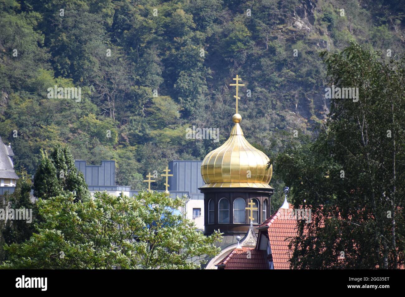 Church blue roof golden hi-res stock photography and images - Alamy