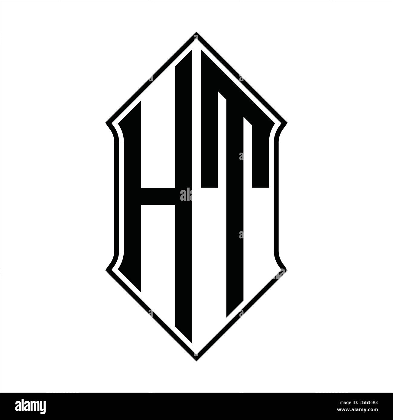 HT Logo monogram with shieldshape and black outline design template ...