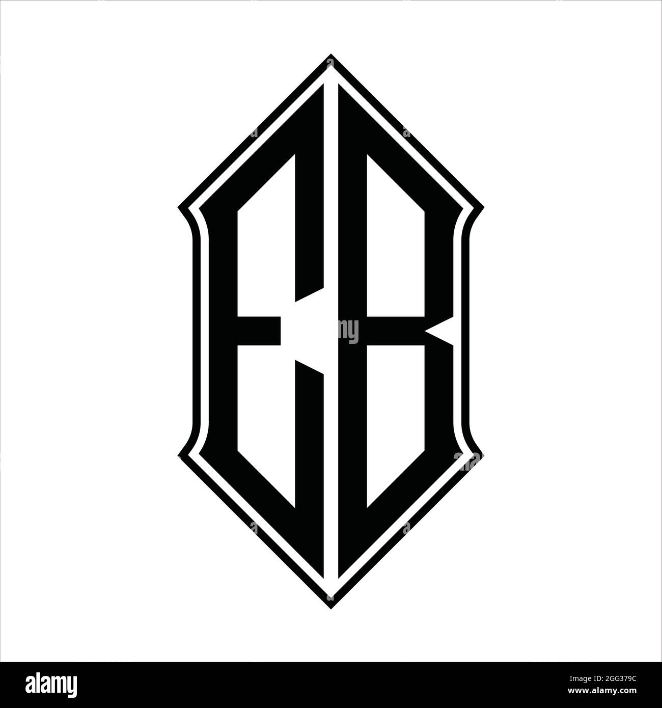 EB Logo monogram with shieldshape and black outline design template vector icon abstract Stock Vector