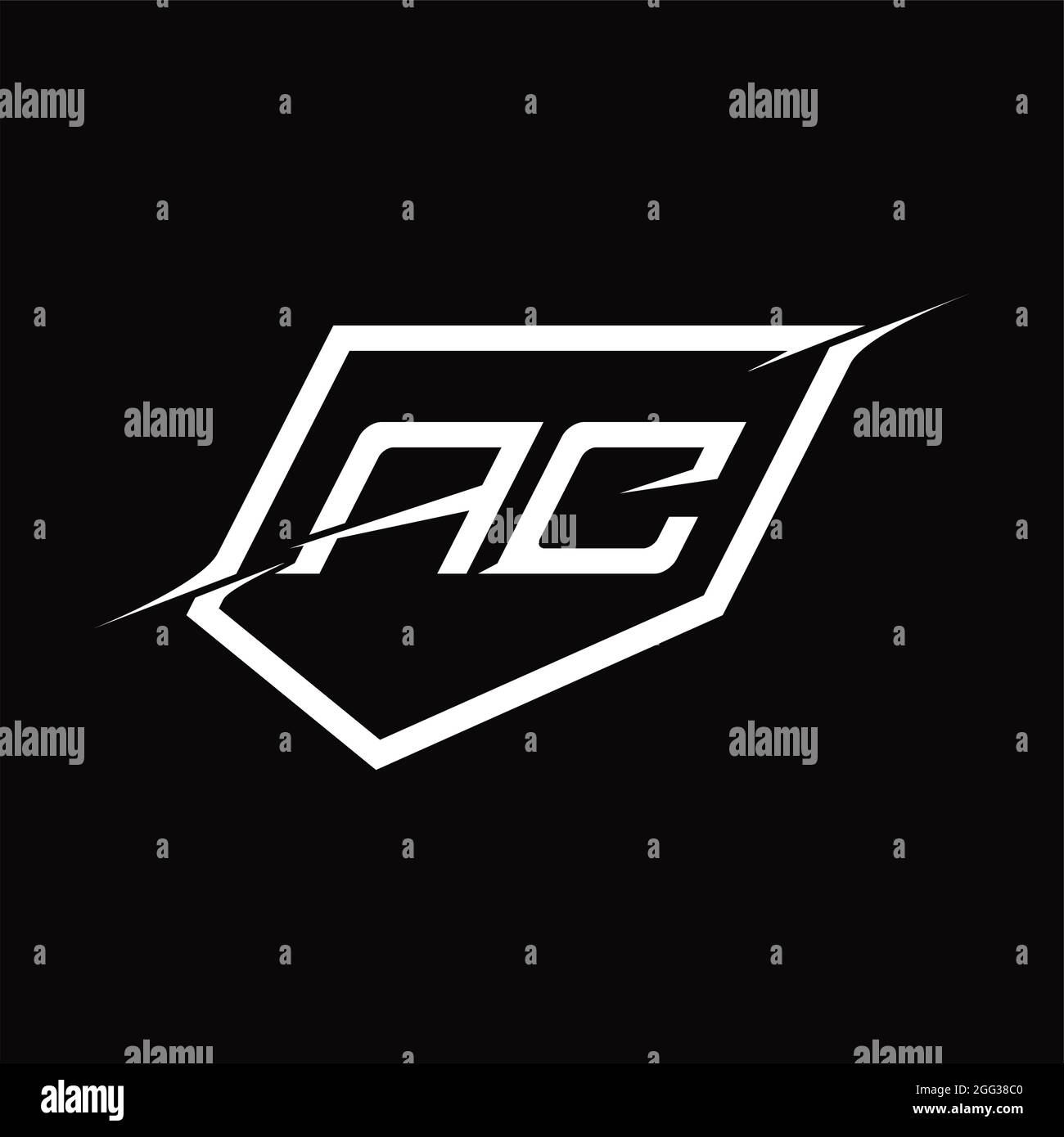AC Logo monogram letter with shield and slice style blackground design ...