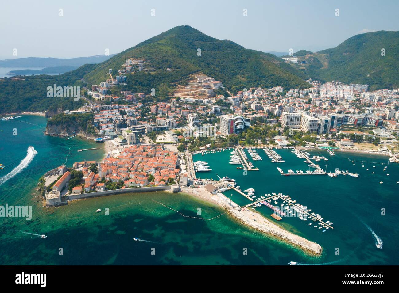 Aerial View of Old Budva in Montenegro. Stock Photo