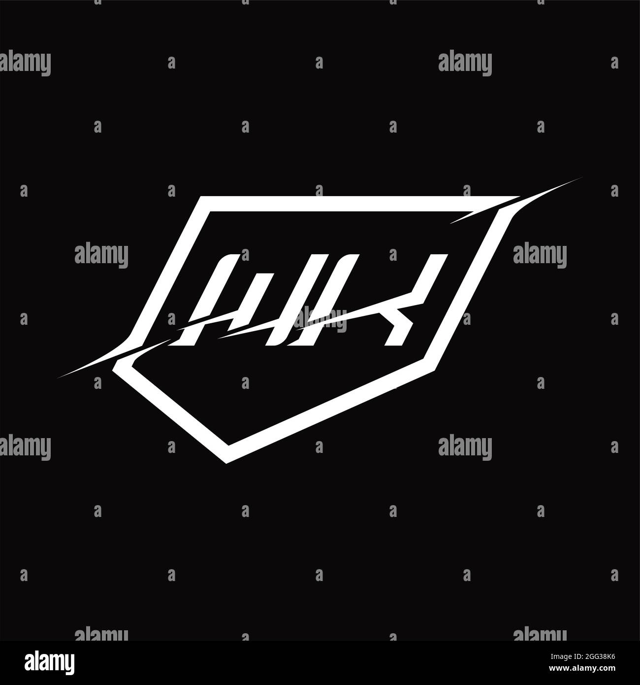 WK Logo monogram letter with shield and slice style blackground design ...
