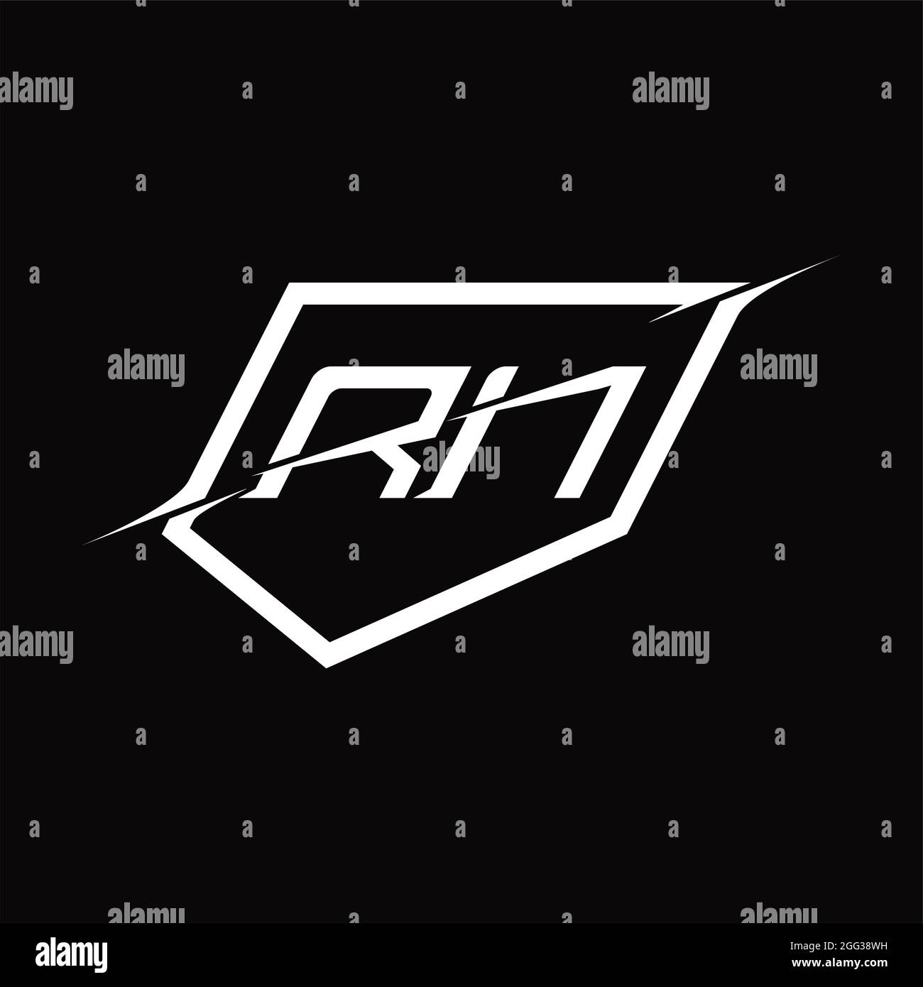 RN Logo monogram letter with shield and slice style blackground design ...