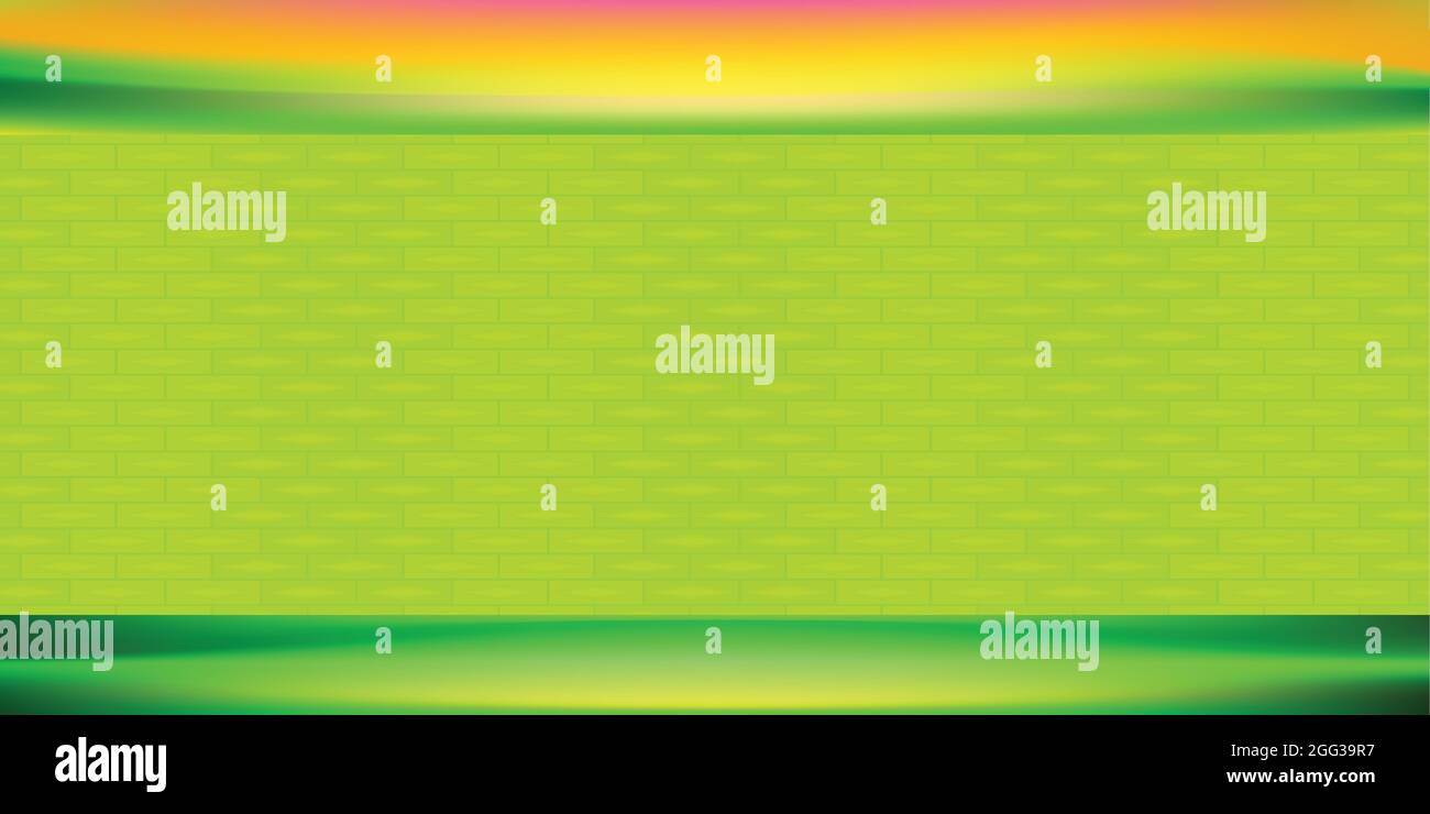 Abstract background texture staged lighting bright green brick wall ...