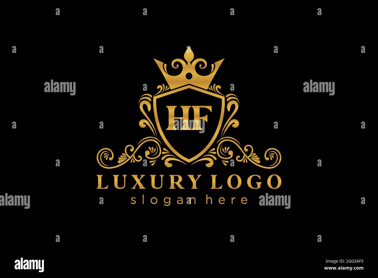 HF Letter Royal Luxury Logo template in vector art for Restaurant ...