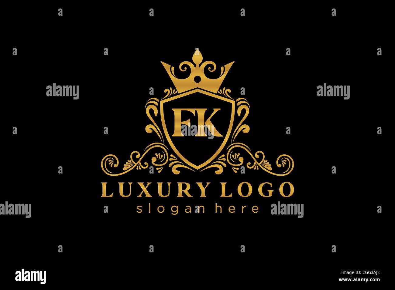 FK Letter Royal Luxury Logo template in vector art for Restaurant, Royalty, Boutique, Cafe, Hotel, Heraldic, Jewelry, Fashion and other vector illustr Stock Vector