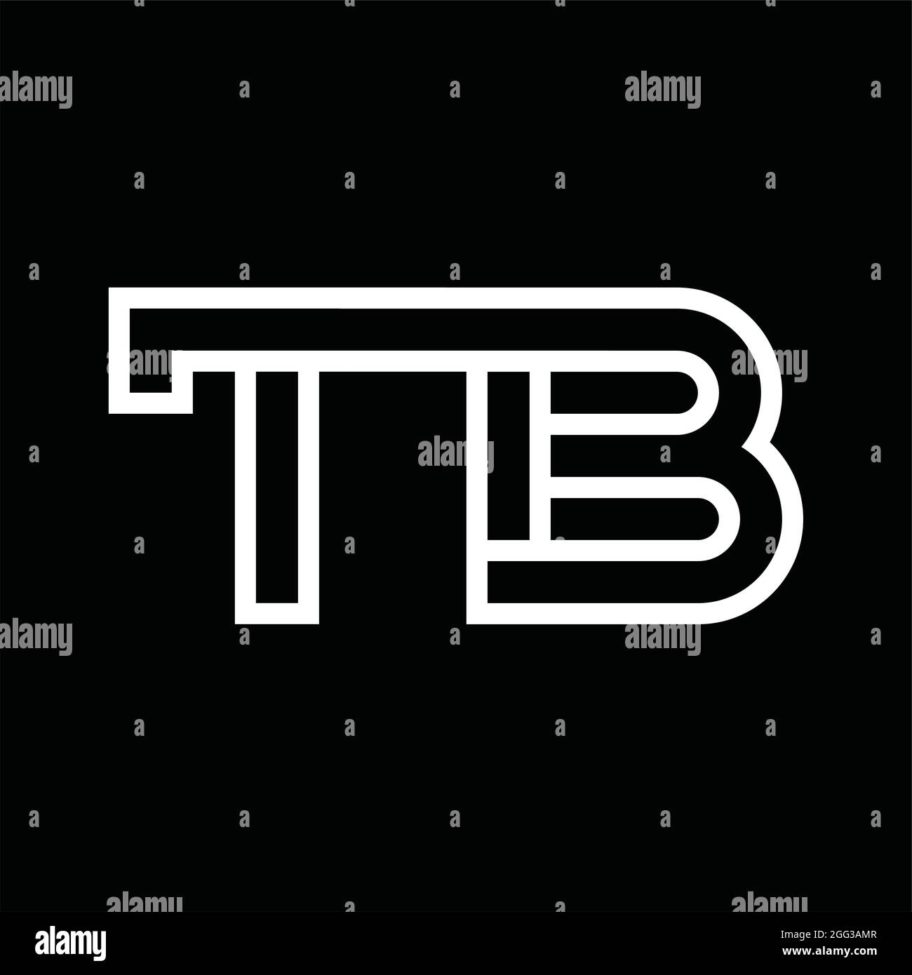 TB Logo monogram with line style negative space on blackground Stock Vector