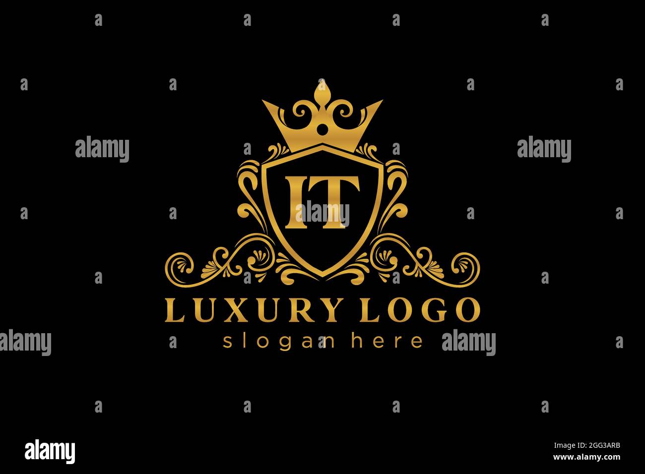 IT Letter Royal Luxury Logo template in vector art for Restaurant ...