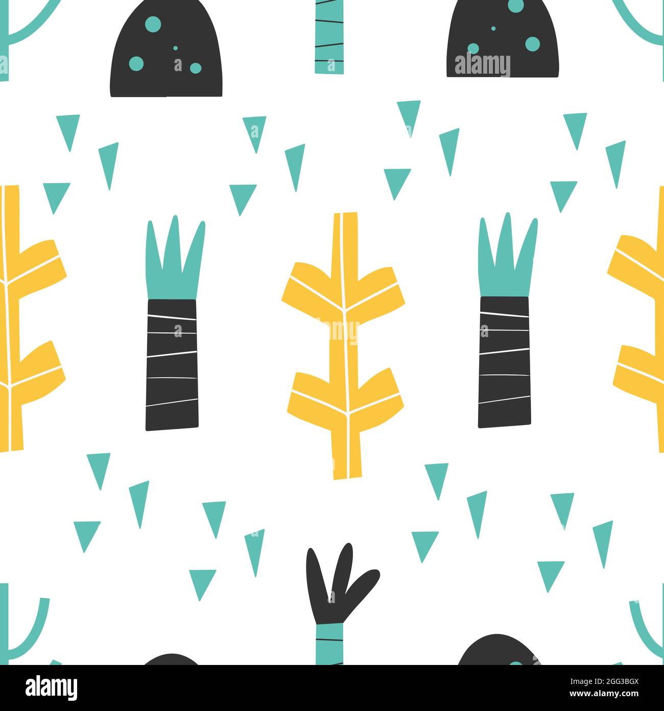 Pattern - hand drawn childish abstract seamless print design Digital ...