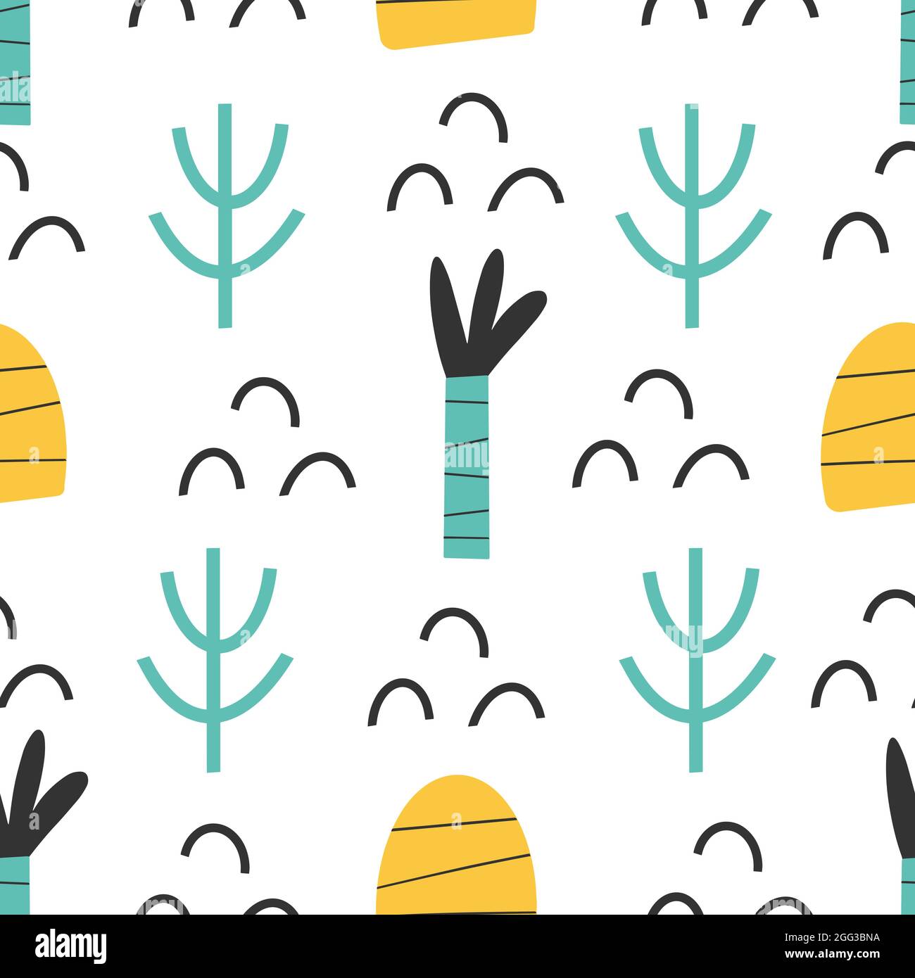 Pattern - hand drawn childish abstract seamless print design Digital ...