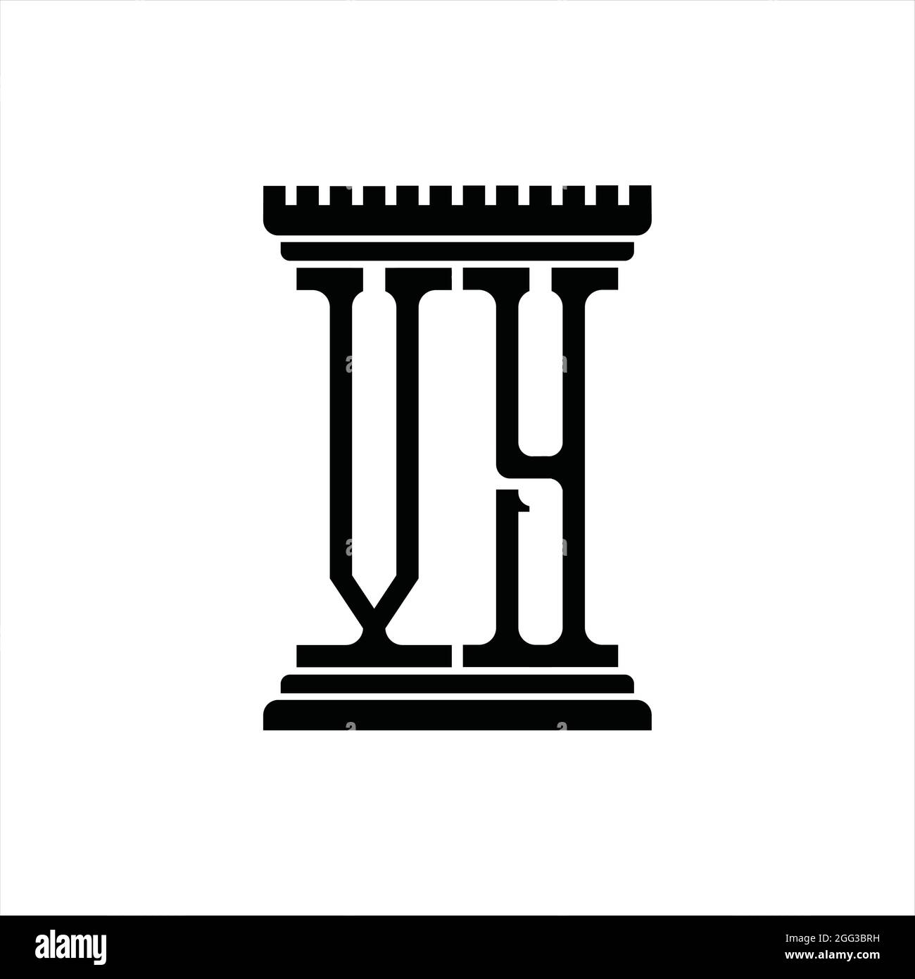 VY Logo monogram with pillar shape white background design template Stock Vector