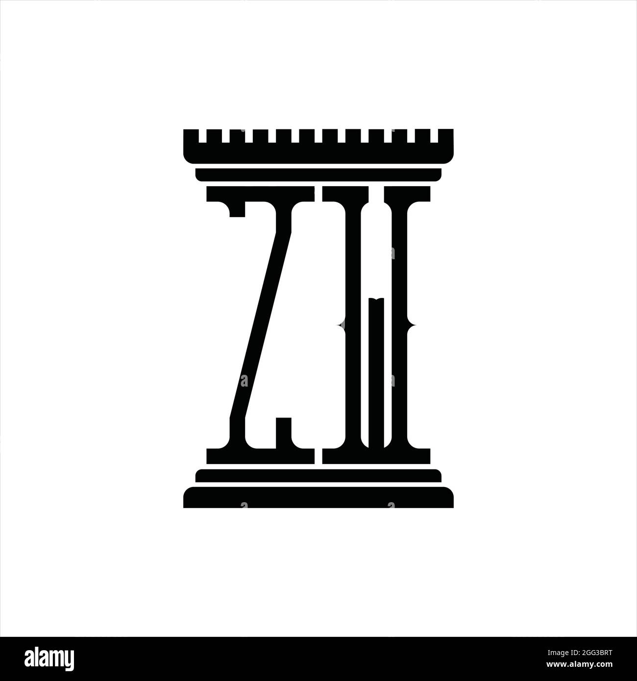 ZW Logo monogram with pillar shape white background design template ...