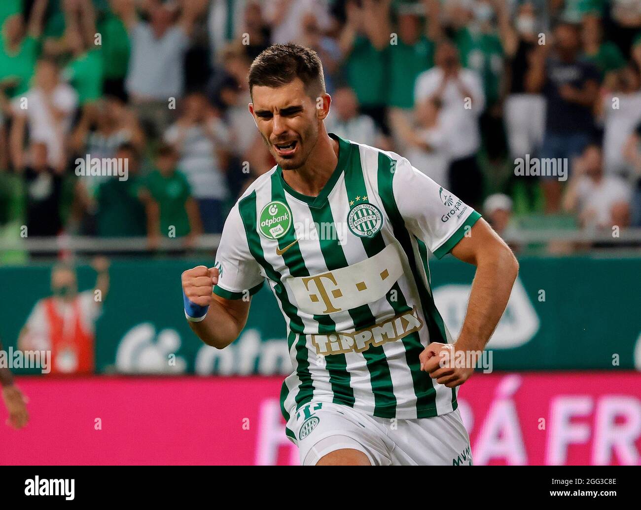 Krisztian Lisztes of Ferencvarosi TC celebrates after scoring a