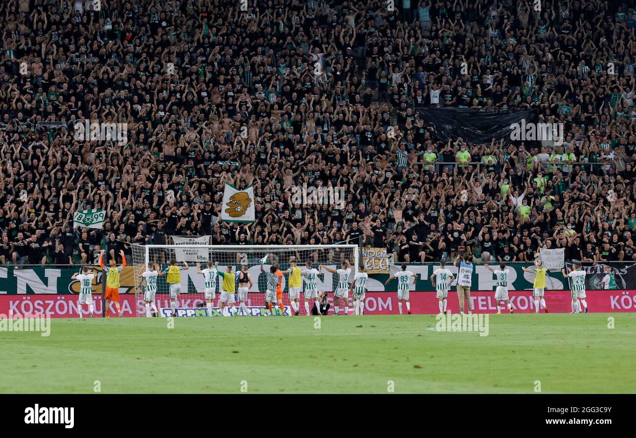 BUDAPEST, HUNGARY - AUGUST 4: Stjepan Loncar of Ferencvarosi TC controls  the ball during the UEFA Champions League Third Qualifying Round 1st Leg  match between Ferencvarosi TC and SK Slavia Praha at