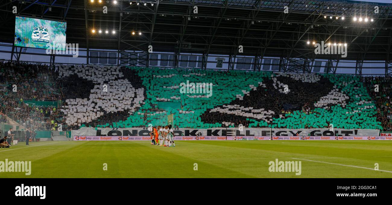 BUDAPEST, HUNGARY - AUGUST 4: Stjepan Loncar of Ferencvarosi TC controls  the ball during the UEFA Champions League Third Qualifying Round 1st Leg  match between Ferencvarosi TC and SK Slavia Praha at